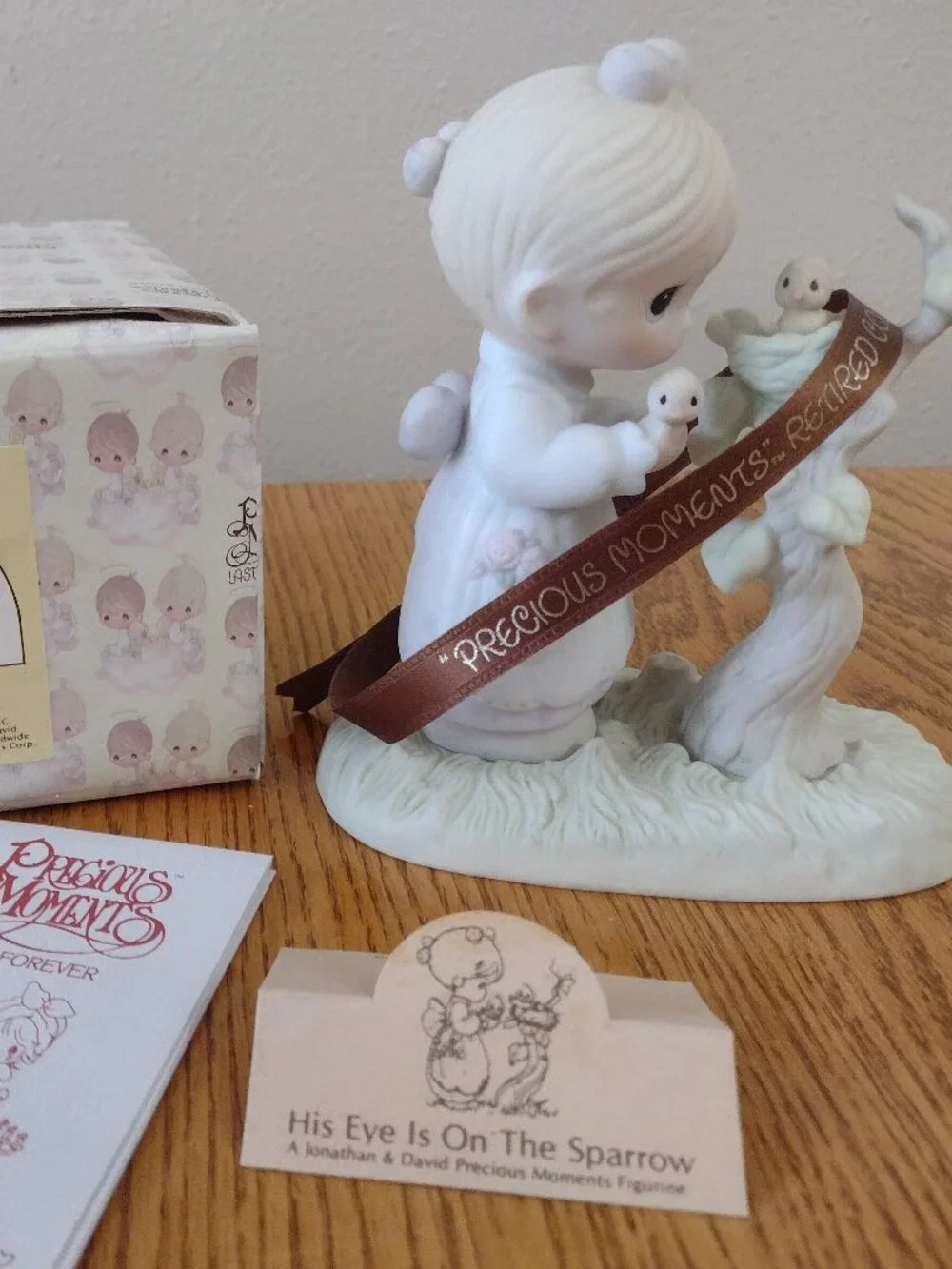 “His Eye Is On The Sparrow” 1983 Precious Moments 5.25” Tall Figurine In Box